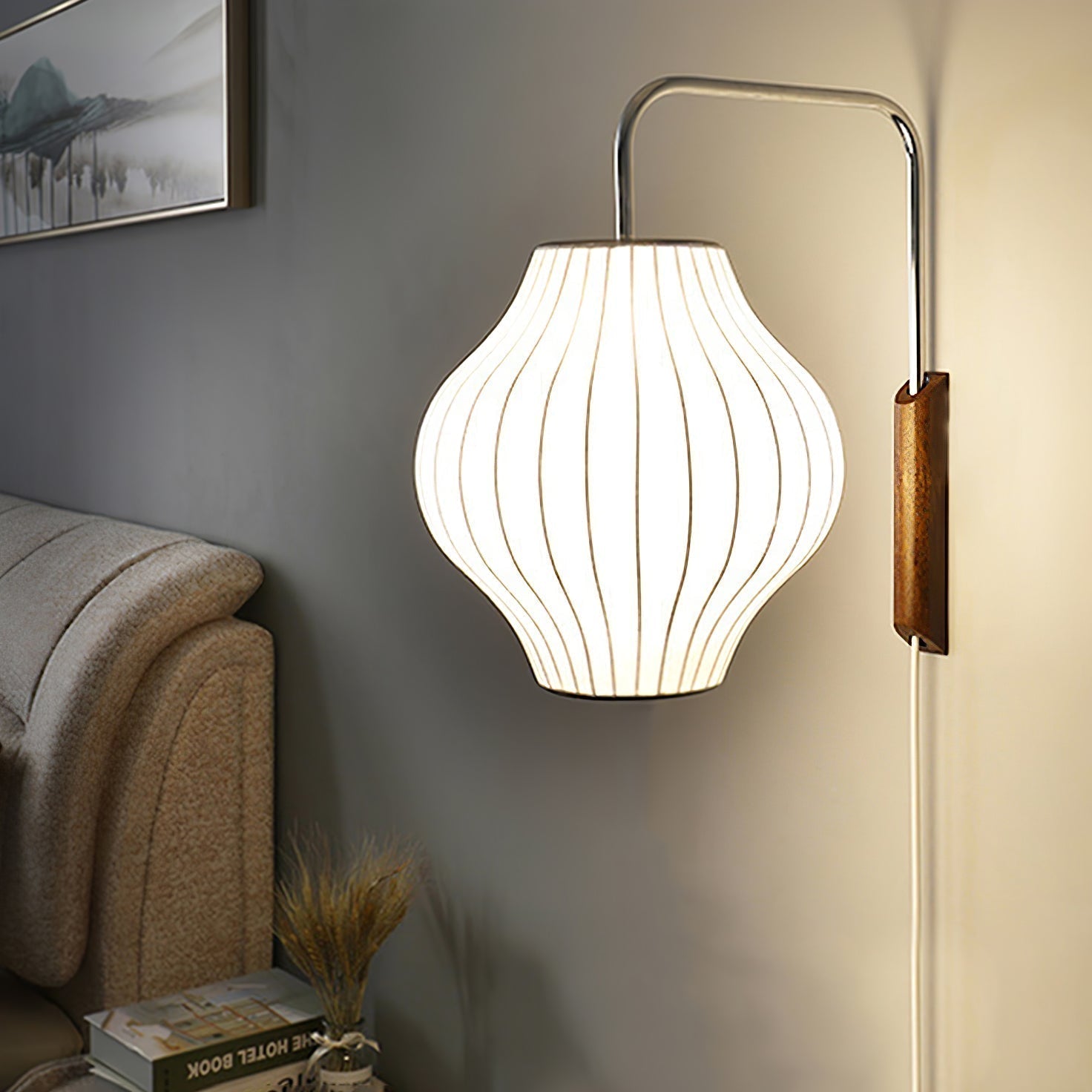 Modern Bubble Ball Wall Sconce with Walnut Accents and Adjustable Swivel Arm