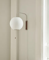 Modern Bubble Ball Wall Sconce with Walnut Accents and Adjustable Swivel Arm