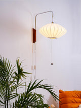 Modern Bubble Ball Wall Sconce with Walnut Accents and Adjustable Swivel Arm