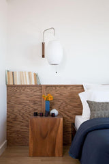 Modern Bubble Ball Wall Sconce with Walnut Accents and Adjustable Swivel Arm