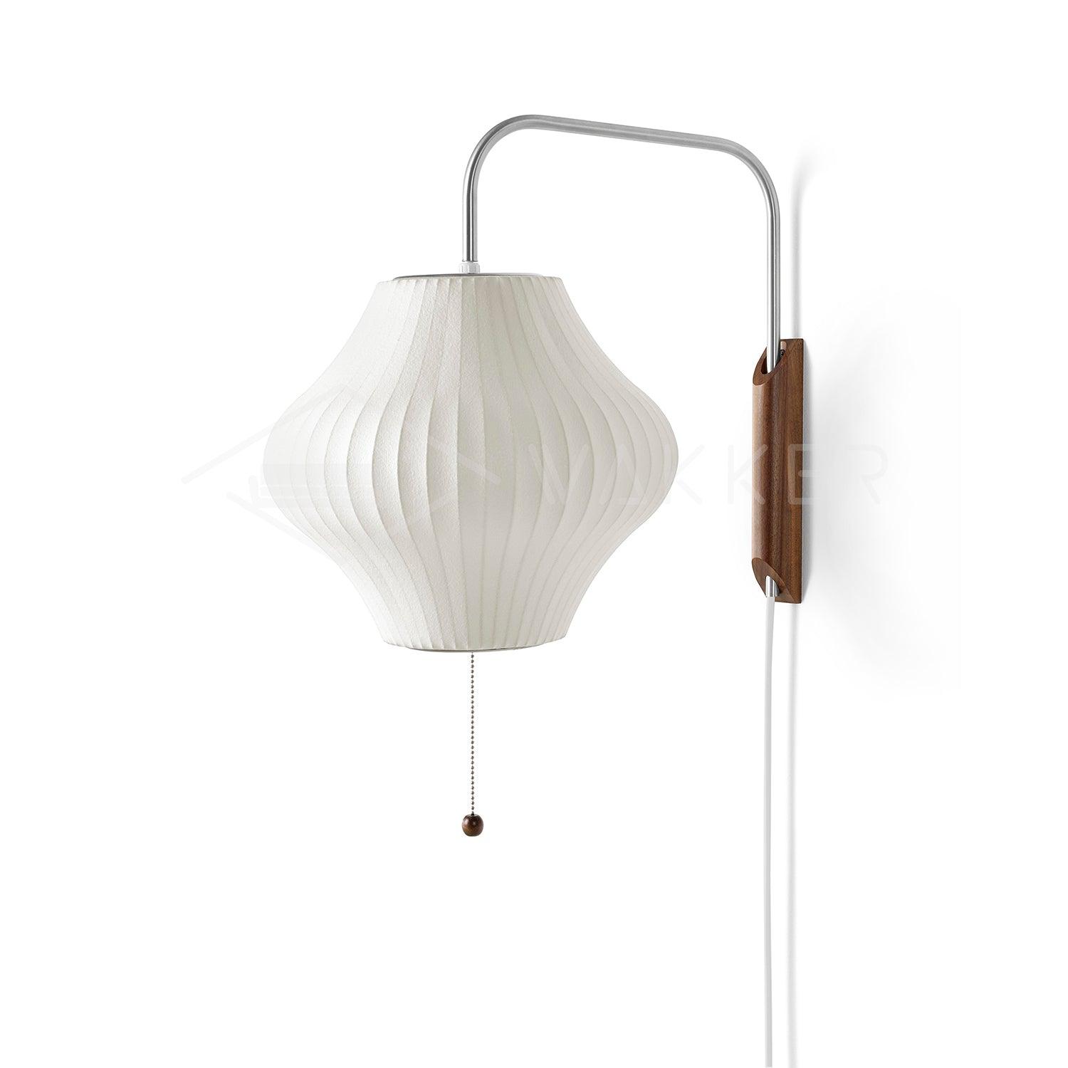Modern Bubble Ball Wall Sconce with Walnut Accents and Adjustable Swivel Arm