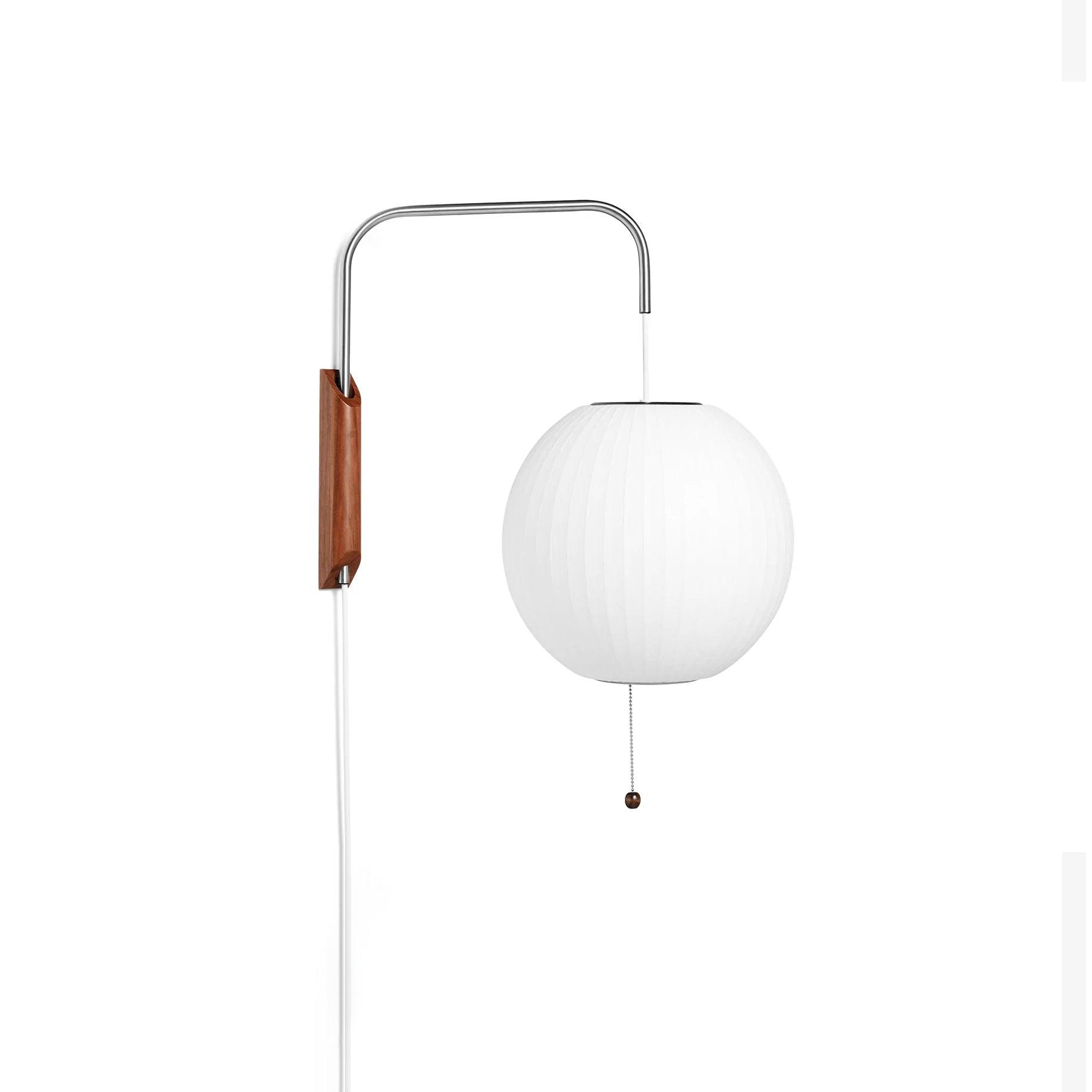 Modern Bubble Ball Wall Sconce with Walnut Accents and Adjustable Swivel Arm