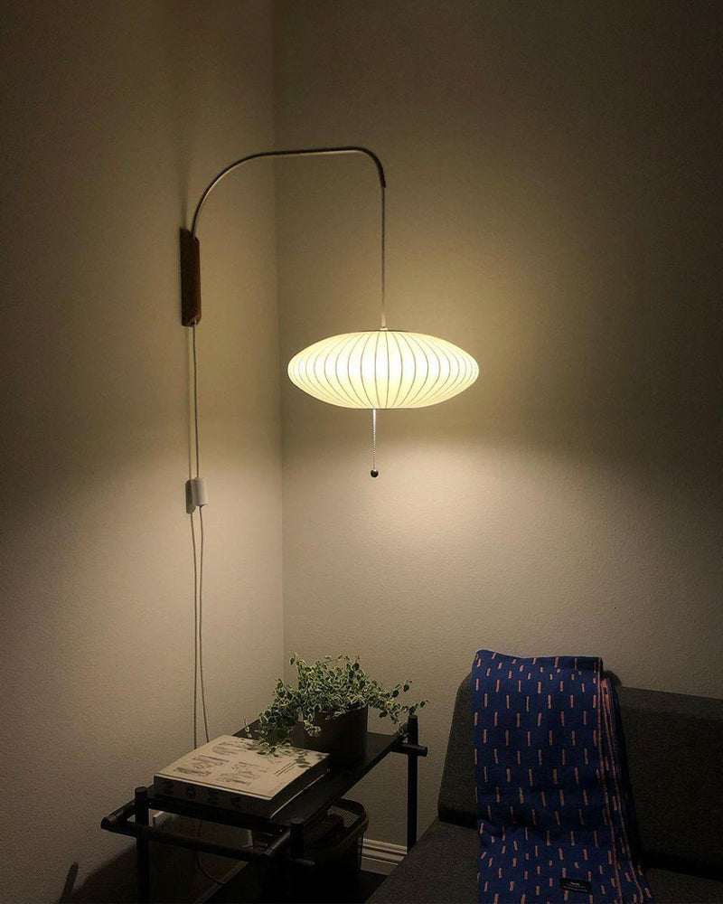 Modern Bubble Ball Wall Sconce with Walnut Accents and Adjustable Swivel Arm