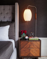 Modern Bubble Ball Wall Sconce with Walnut Accents and Adjustable Swivel Arm