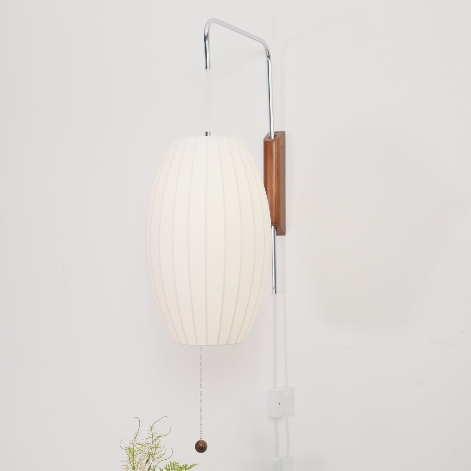 Modern Bubble Ball Wall Sconce with Walnut Accents and Adjustable Swivel Arm
