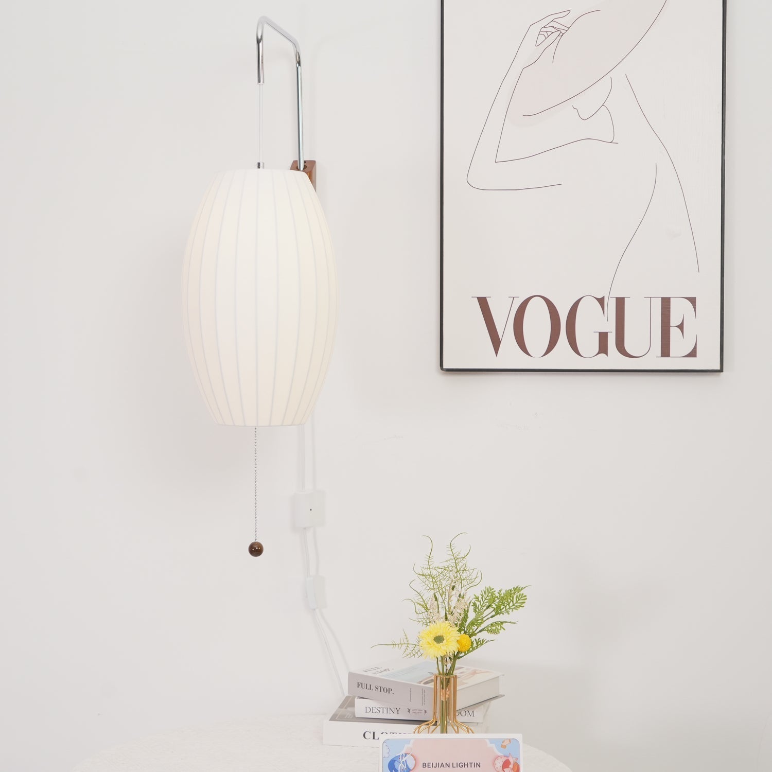 Modern Bubble Ball Wall Sconce with Walnut Accents and Adjustable Swivel Arm