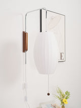 Modern Bubble Ball Wall Sconce with Walnut Accents and Adjustable Swivel Arm