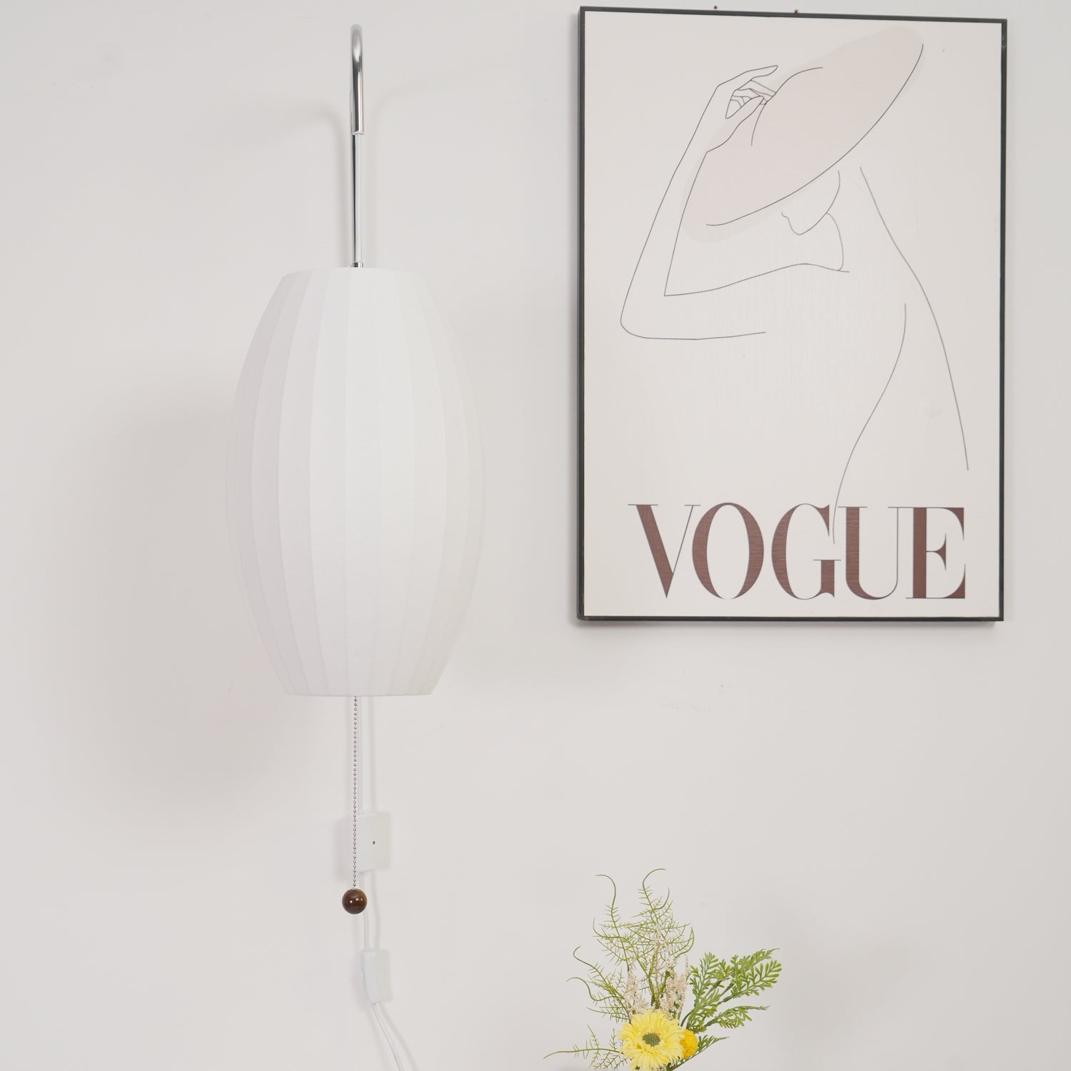 Modern Bubble Ball Wall Sconce with Walnut Accents and Adjustable Swivel Arm