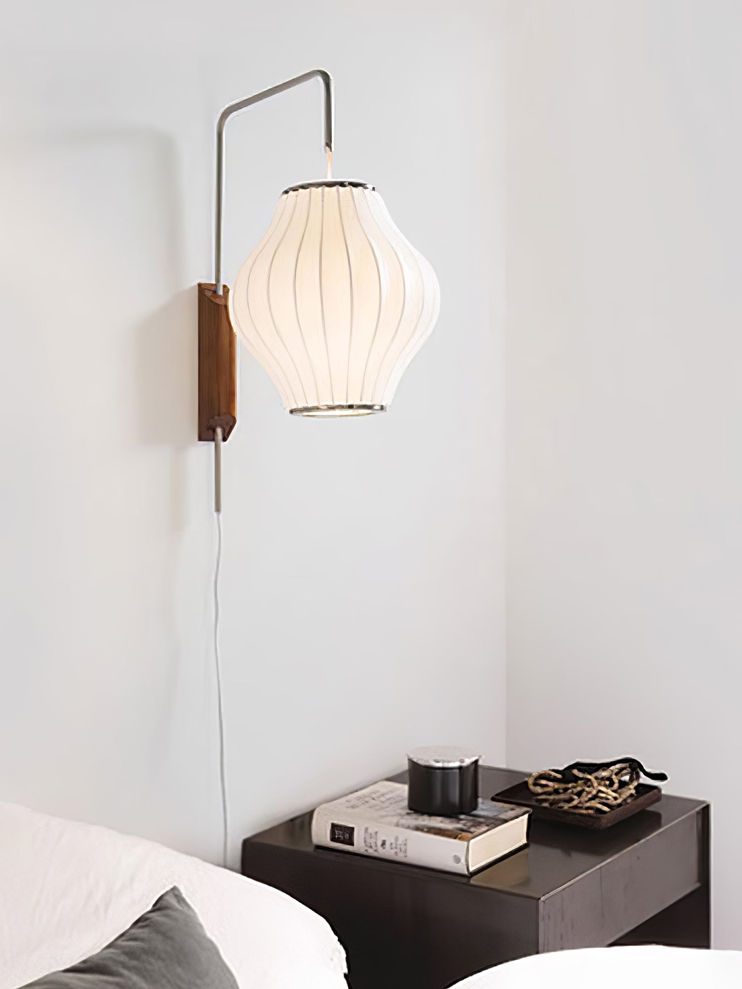 Modern Bubble Ball Wall Sconce with Walnut Accents and Adjustable Swivel Arm