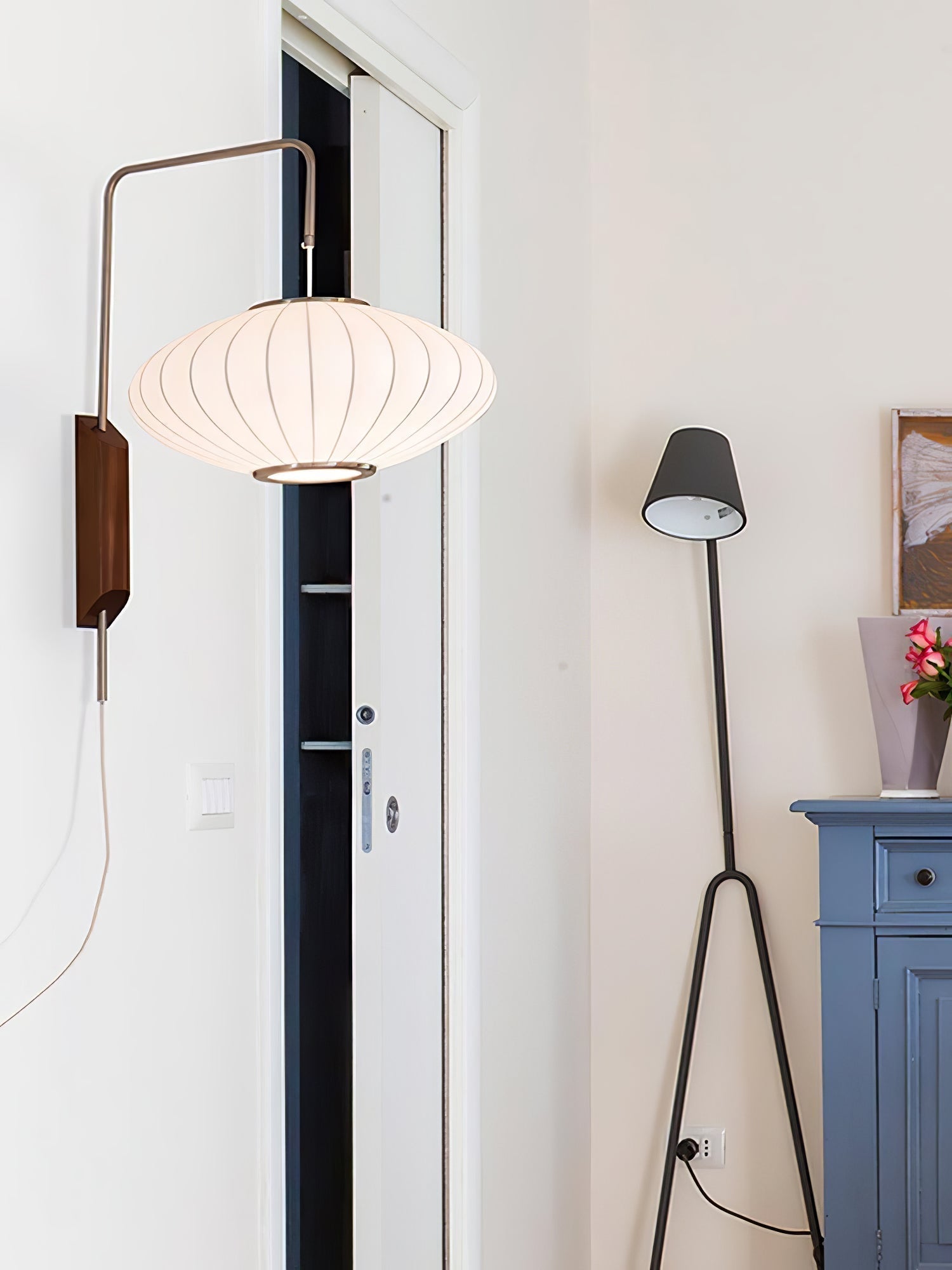 Modern Bubble Ball Wall Sconce with Walnut Accents and Adjustable Swivel Arm