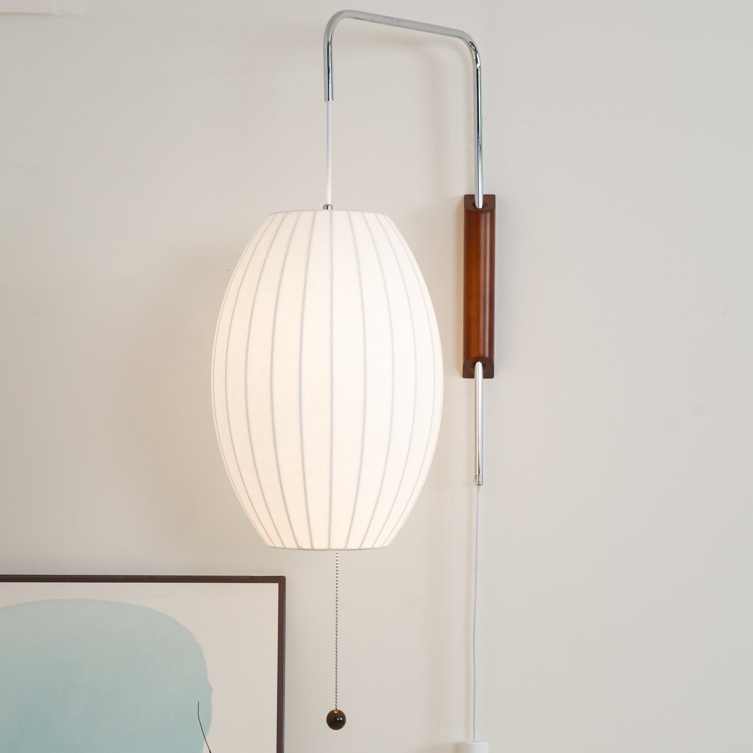 Modern Bubble Ball Wall Sconce with Walnut Accents and Adjustable Swivel Arm