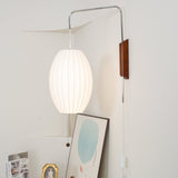 Modern Bubble Ball Wall Sconce with Walnut Accents and Adjustable Swivel Arm