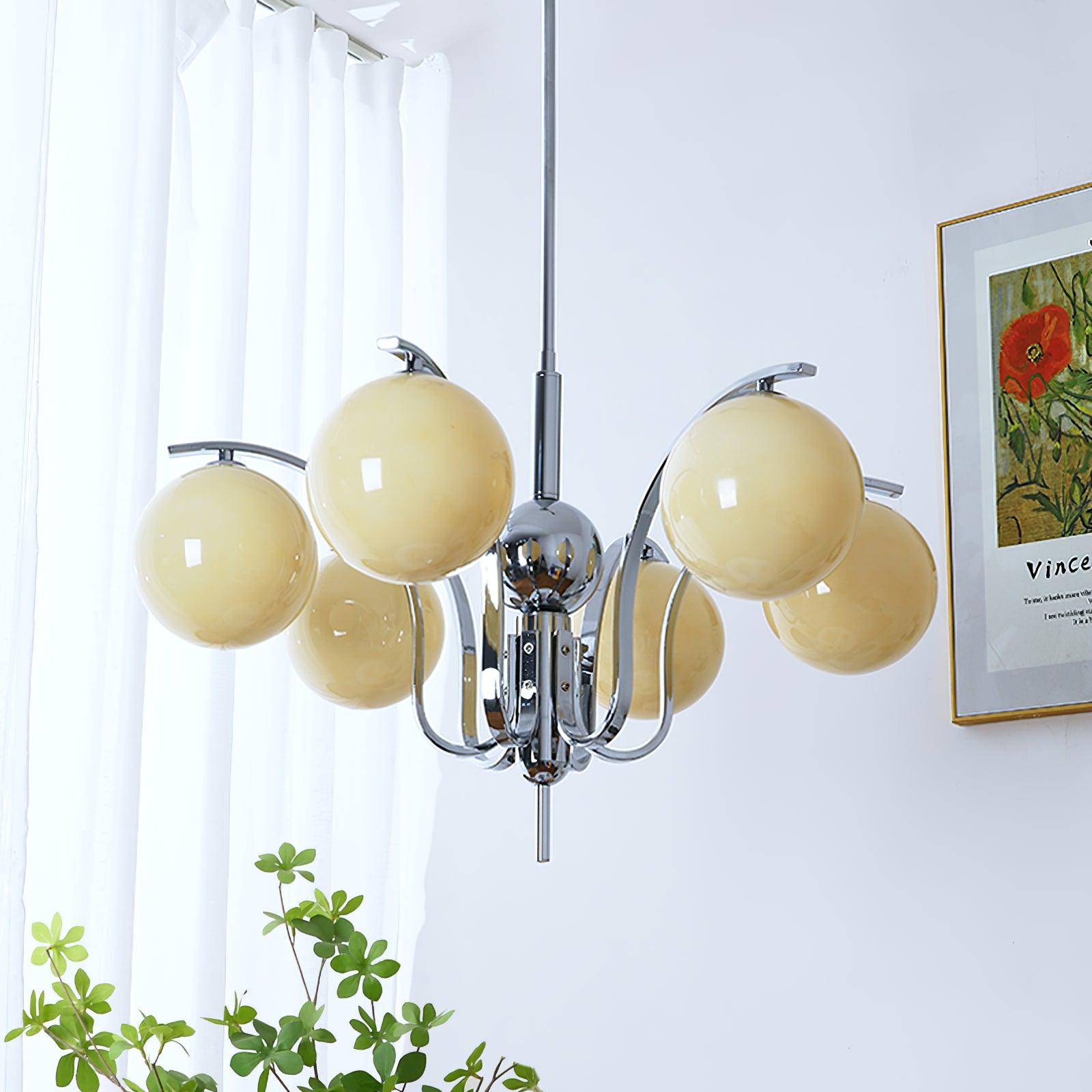 Modern Bubble Glass Molecular Chandelier Chrome Pendant Light for Dining Room