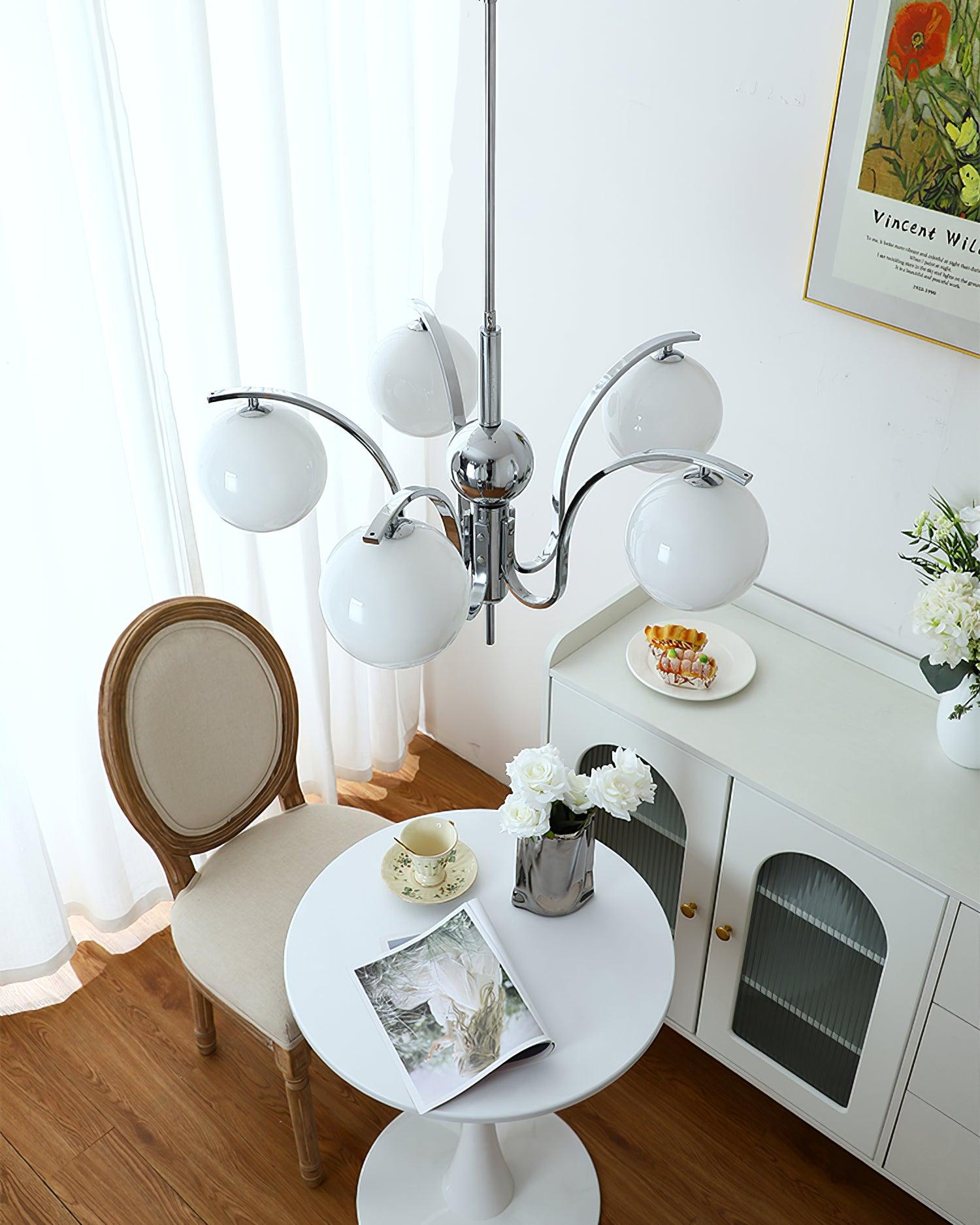 Modern Bubble Glass Molecular Chandelier Chrome Pendant Light for Dining Room