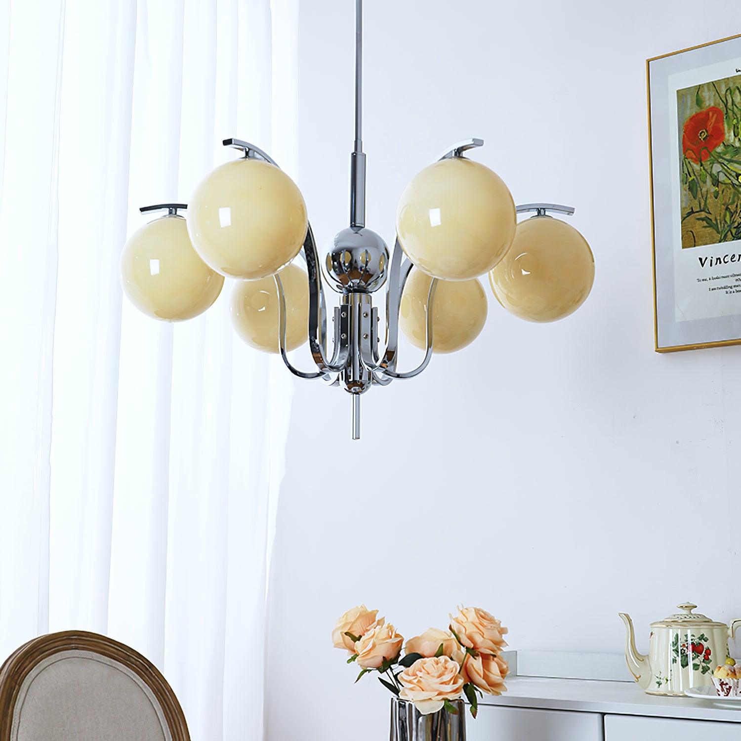 Modern Bubble Glass Molecular Chandelier Chrome Pendant Light for Dining Room