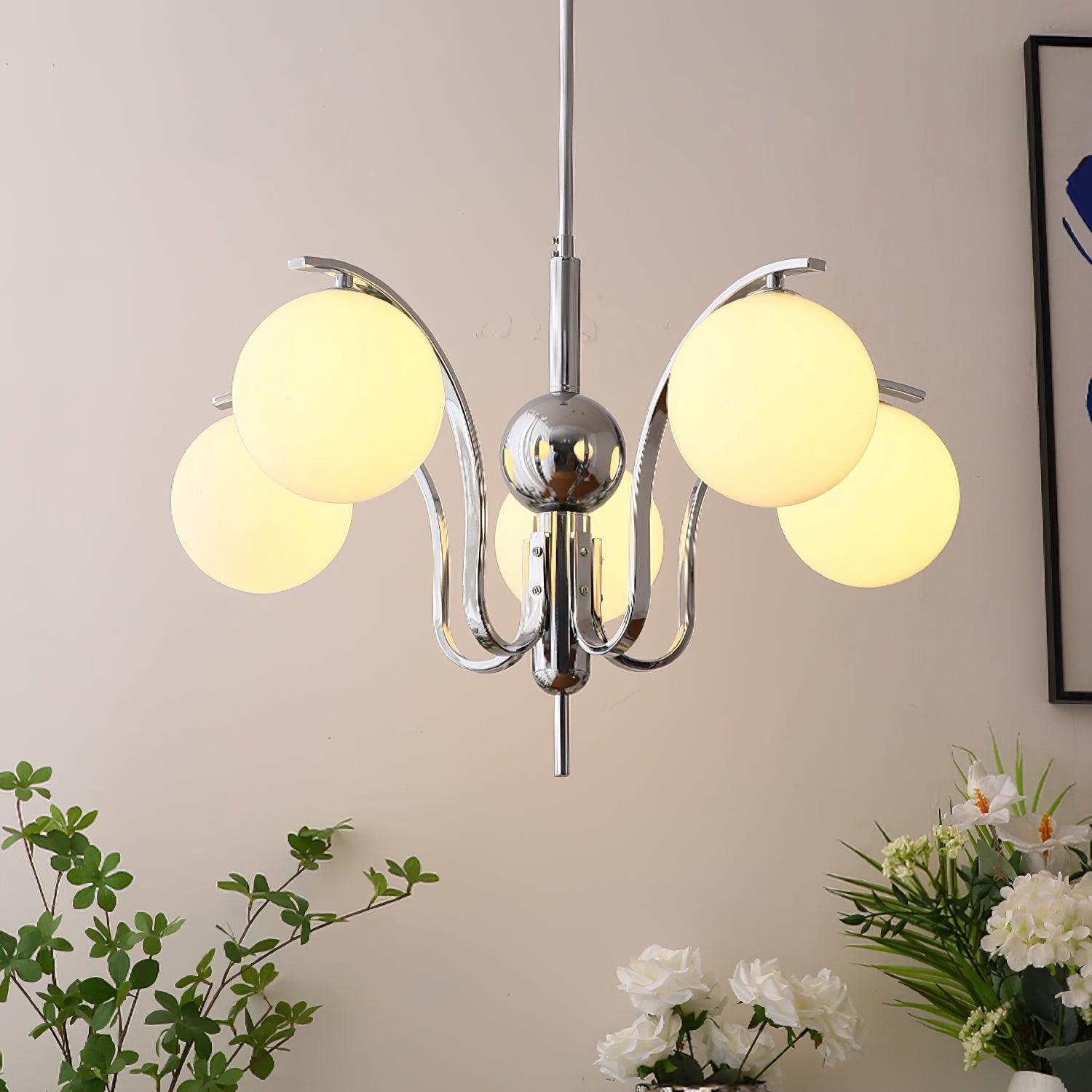 Modern Bubble Glass Molecular Chandelier Chrome Pendant Light for Dining Room