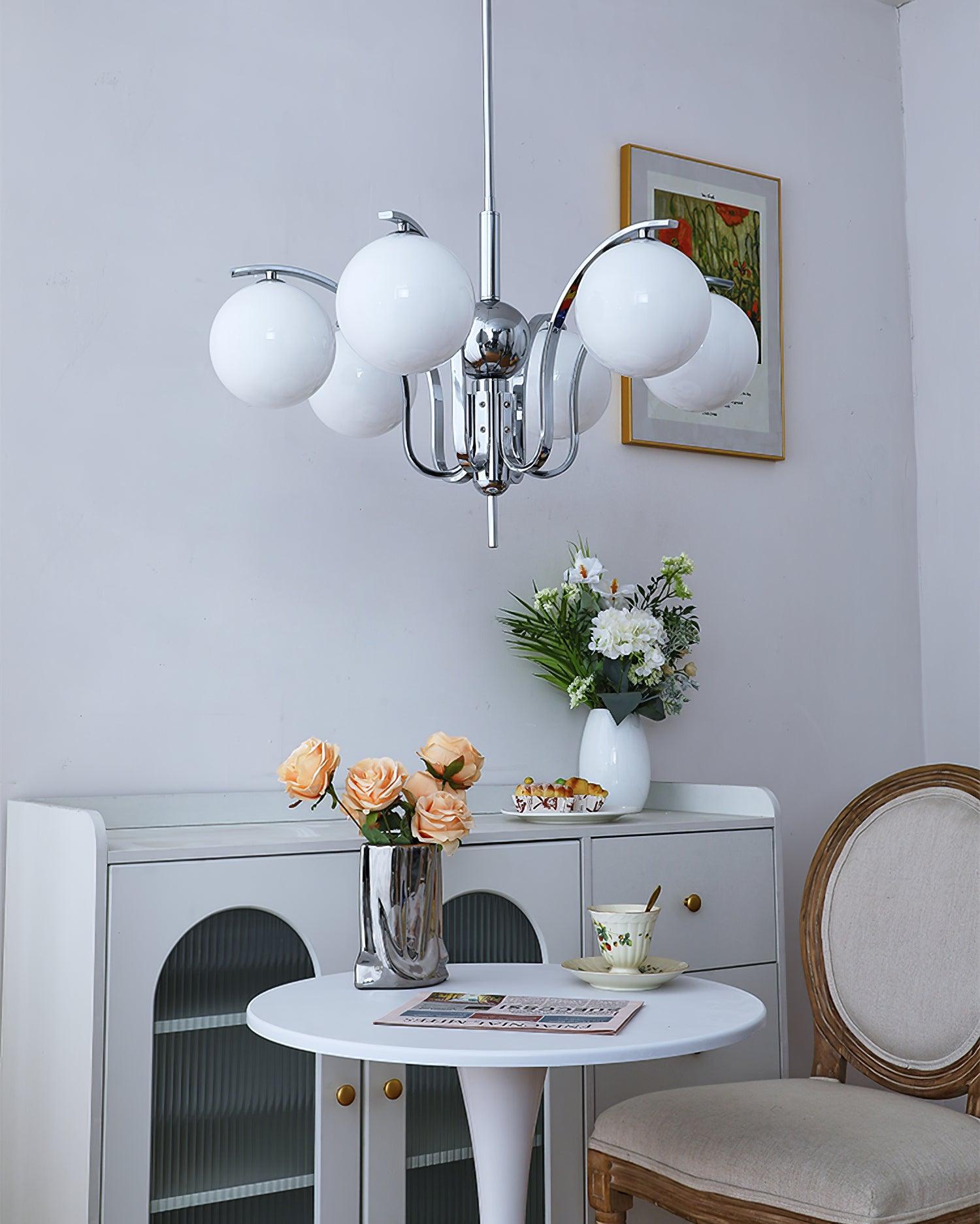 Modern Bubble Glass Molecular Chandelier Chrome Pendant Light for Dining Room