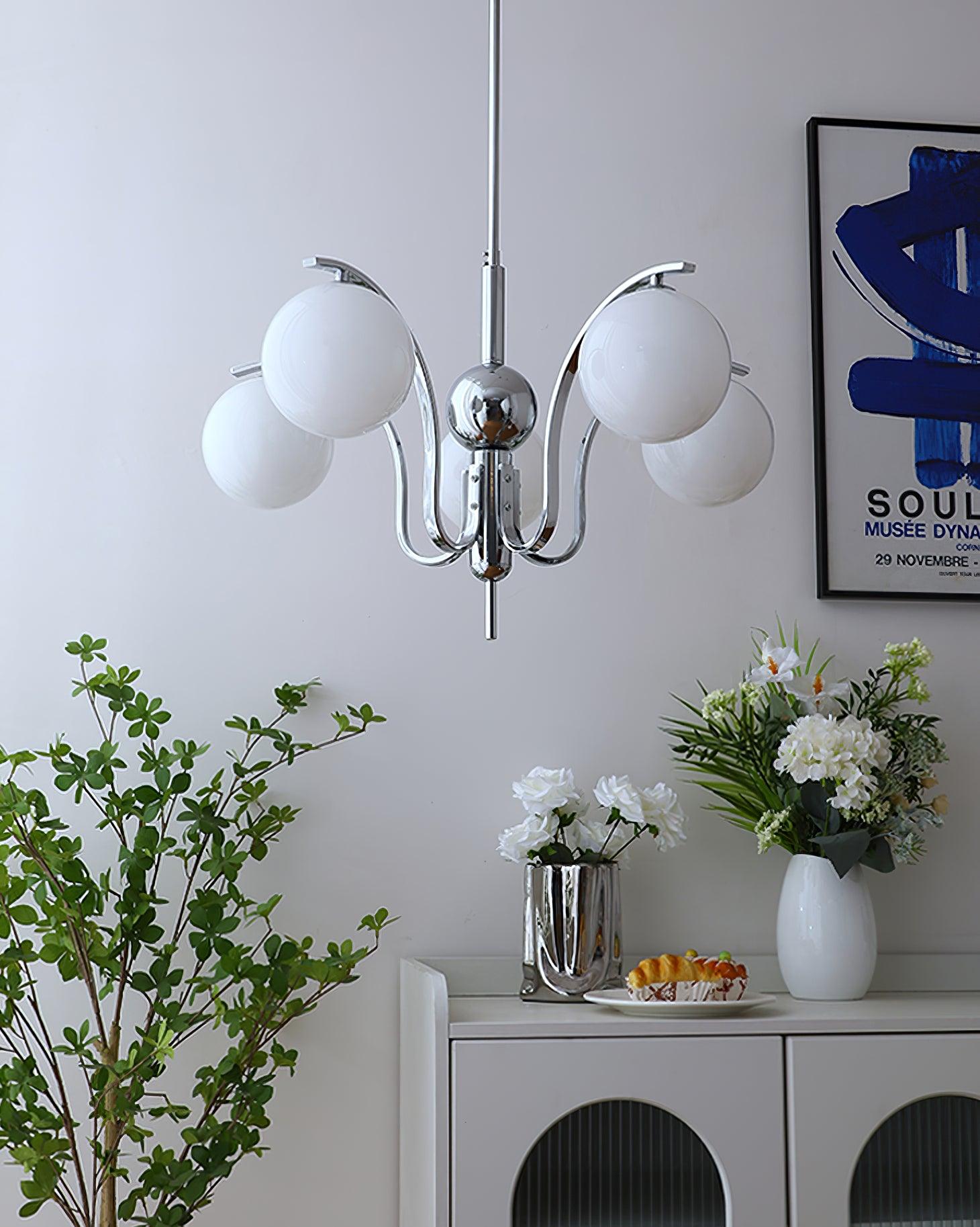 Modern Bubble Glass Molecular Chandelier Chrome Pendant Light for Dining Room