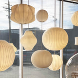 Modern Bubble Mulberry Silk Pendant Light Geometric Mid Century Minimalist Hanging Lamp for Living Room