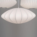 Modern Bubble Mulberry Silk Pendant Light Geometric Mid Century Minimalist Hanging Lamp for Living Room