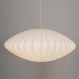 Modern Bubble Mulberry Silk Pendant Light Geometric Mid Century Minimalist Hanging Lamp for Living Room