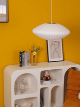 Modern Bubble Mulberry Silk Pendant Light Geometric Mid Century Minimalist Hanging Lamp for Living Room