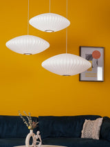 Modern Bubble Mulberry Silk Pendant Light Geometric Mid Century Minimalist Hanging Lamp for Living Room