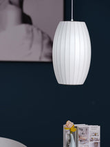 Modern Bubble Mulberry Silk Pendant Light Geometric Mid Century Minimalist Hanging Lamp for Living Room