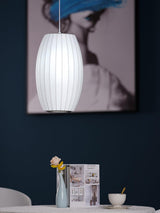 Modern Bubble Mulberry Silk Pendant Light Geometric Mid Century Minimalist Hanging Lamp for Living Room