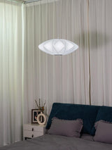 Modern Bubble Mulberry Silk Pendant Light Geometric Mid Century Minimalist Hanging Lamp for Living Room