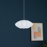 Modern Bubble Mulberry Silk Pendant Light Geometric Mid Century Minimalist Hanging Lamp for Living Room
