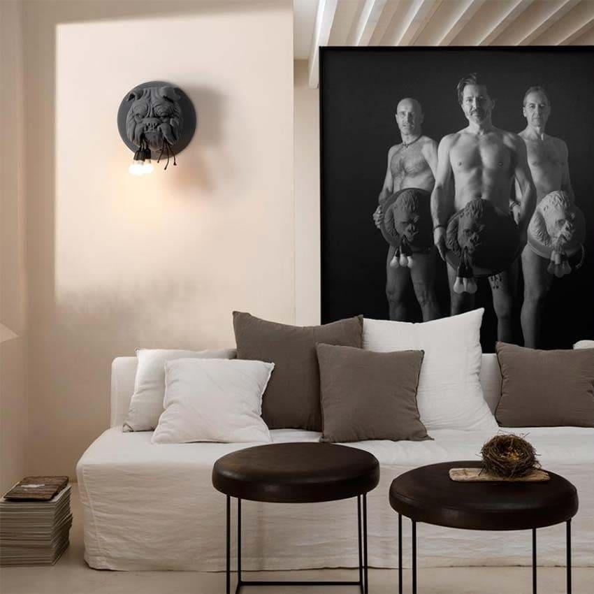 Modern Bulldog Resin Wall Sconce Artistic Animal Sculpture Lighting Fixture