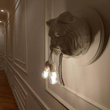 Modern Bulldog Resin Wall Sconce Artistic Animal Sculpture Lighting Fixture