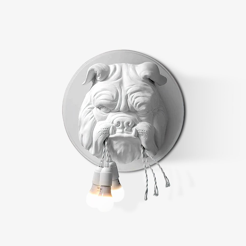 Modern Bulldog Resin Wall Sconce Artistic Animal Sculpture Lighting Fixture