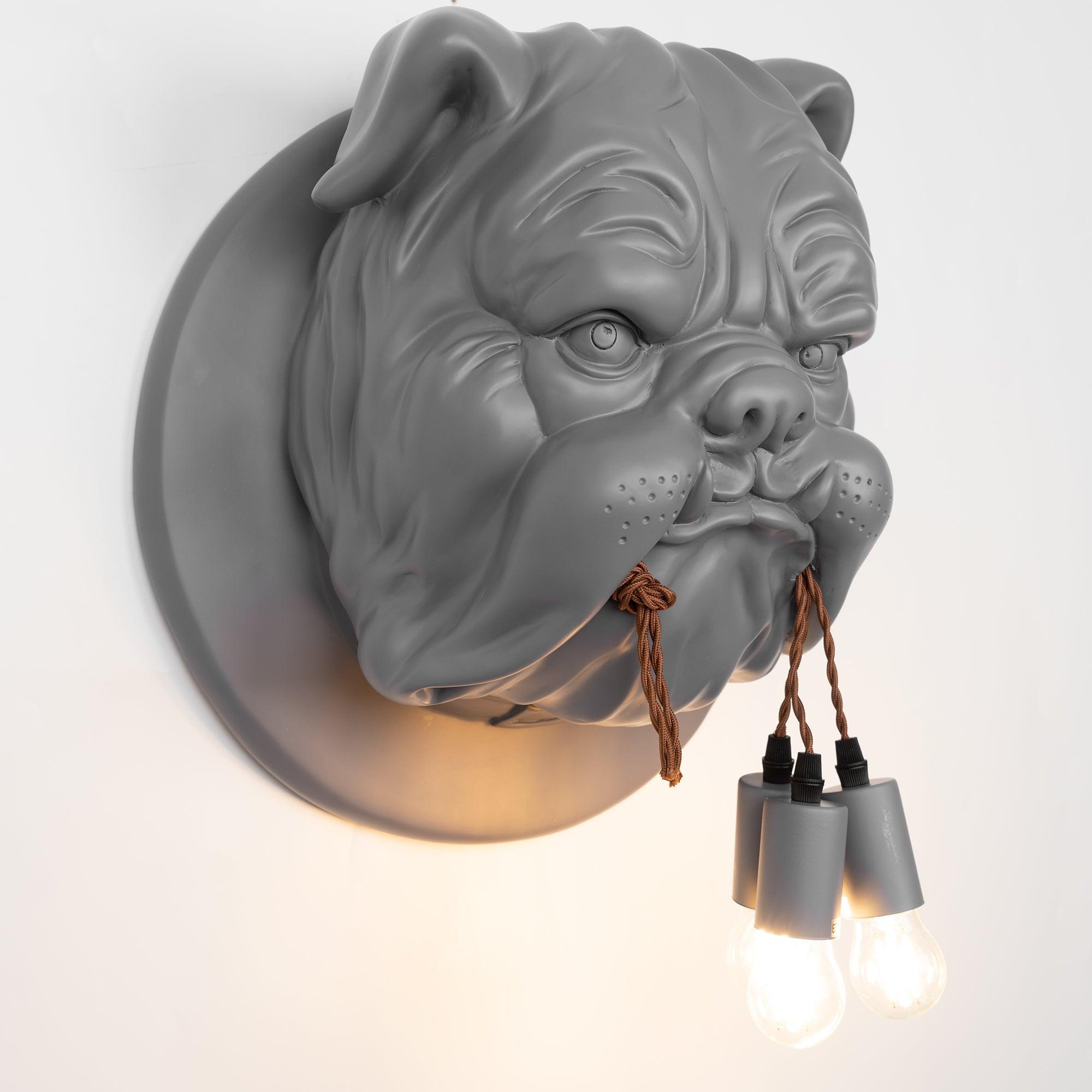 Modern Bulldog Resin Wall Sconce Artistic Animal Sculpture Lighting Fixture