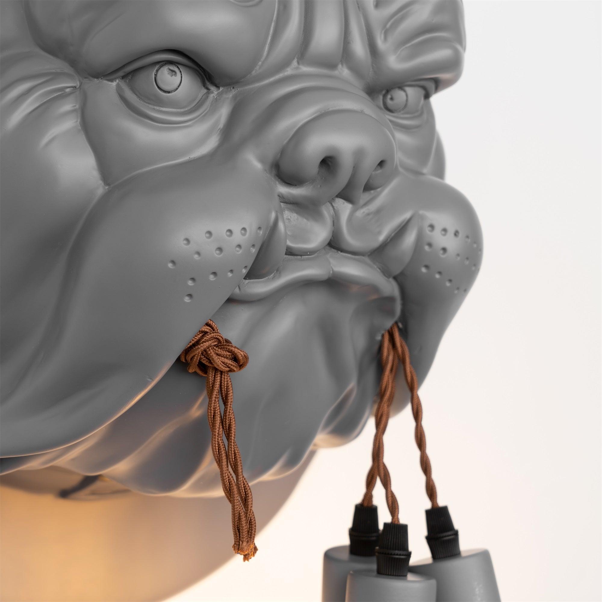 Modern Bulldog Resin Wall Sconce Artistic Animal Sculpture Lighting Fixture