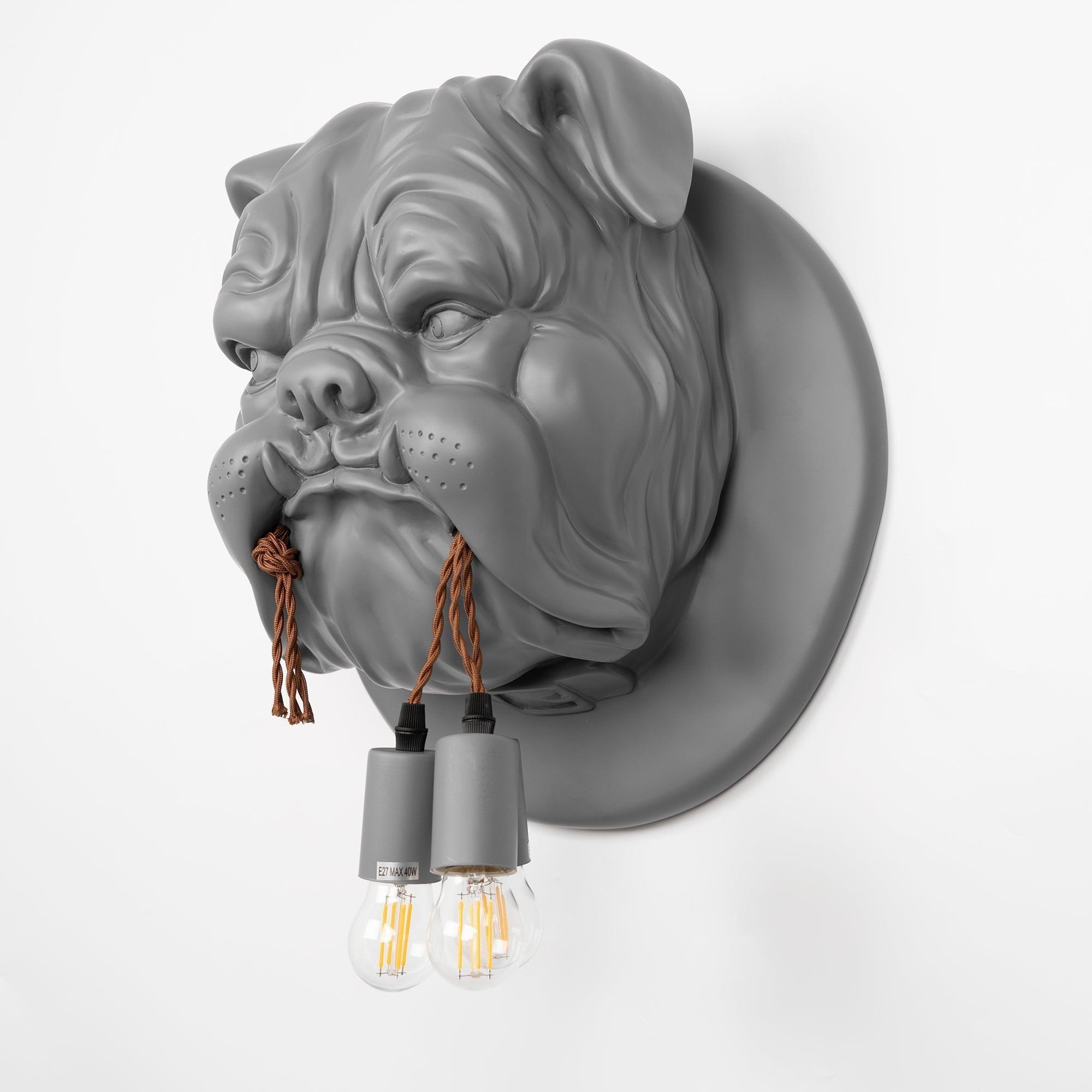 Modern Bulldog Resin Wall Sconce Artistic Animal Sculpture Lighting Fixture