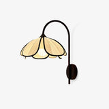 Modern Burnt Petal Wall Sconce Natural Fiber and Metal Indoor Accent Light