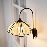 Modern Burnt Petal Wall Sconce Natural Fiber and Metal Indoor Accent Light
