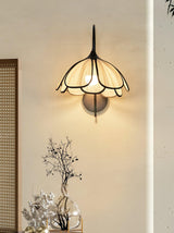 Modern Burnt Petal Wall Sconce Natural Fiber and Metal Indoor Accent Light