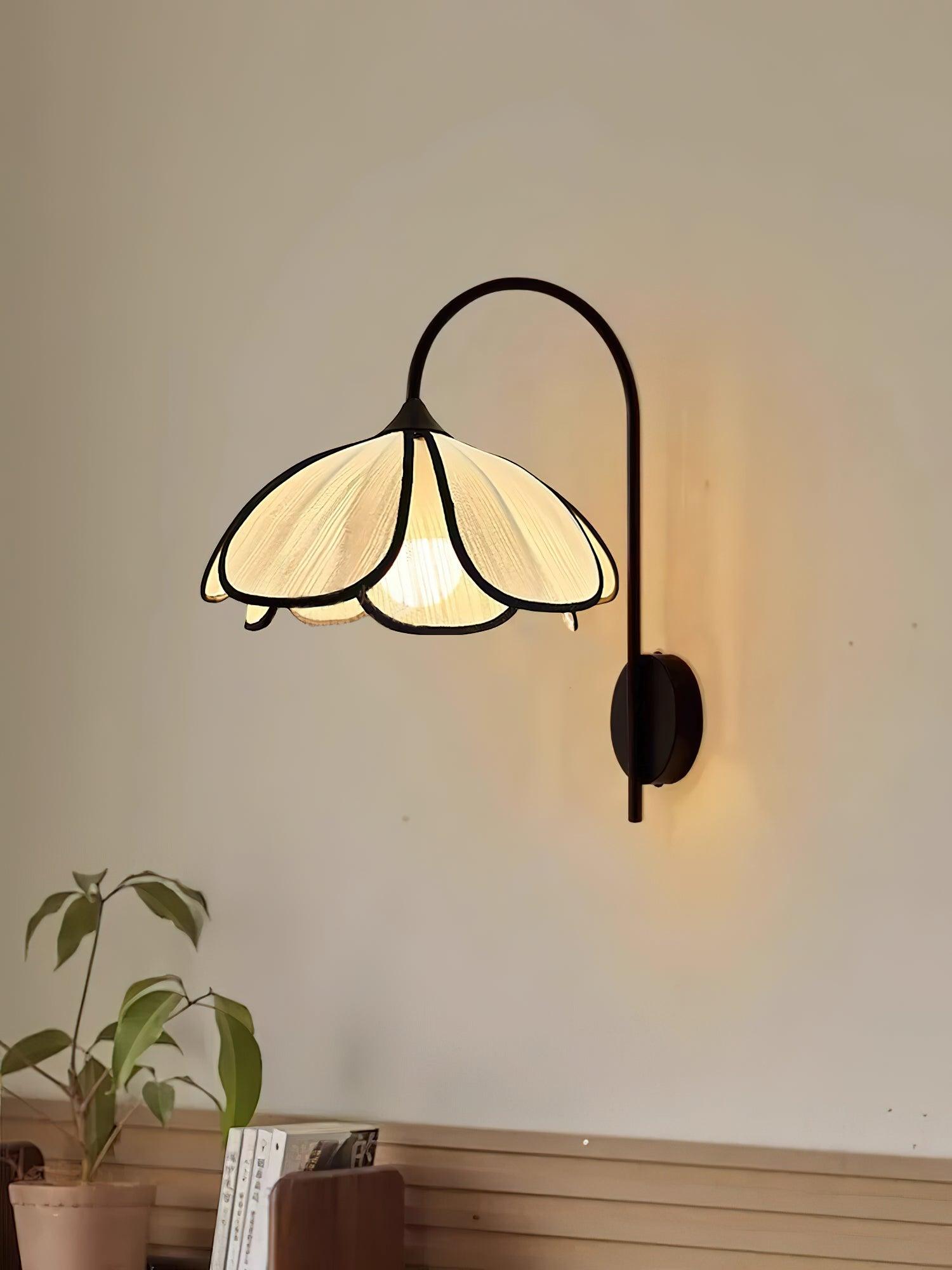 Modern Burnt Petal Wall Sconce Natural Fiber and Metal Indoor Accent Light