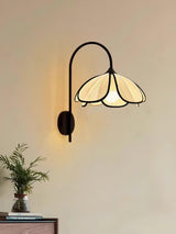 Modern Burnt Petal Wall Sconce Natural Fiber and Metal Indoor Accent Light