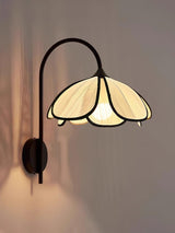 Modern Burnt Petal Wall Sconce Natural Fiber and Metal Indoor Accent Light