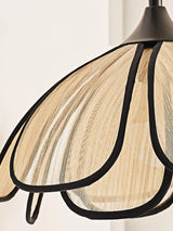Modern Burnt Petal Wall Sconce Natural Fiber and Metal Indoor Accent Light