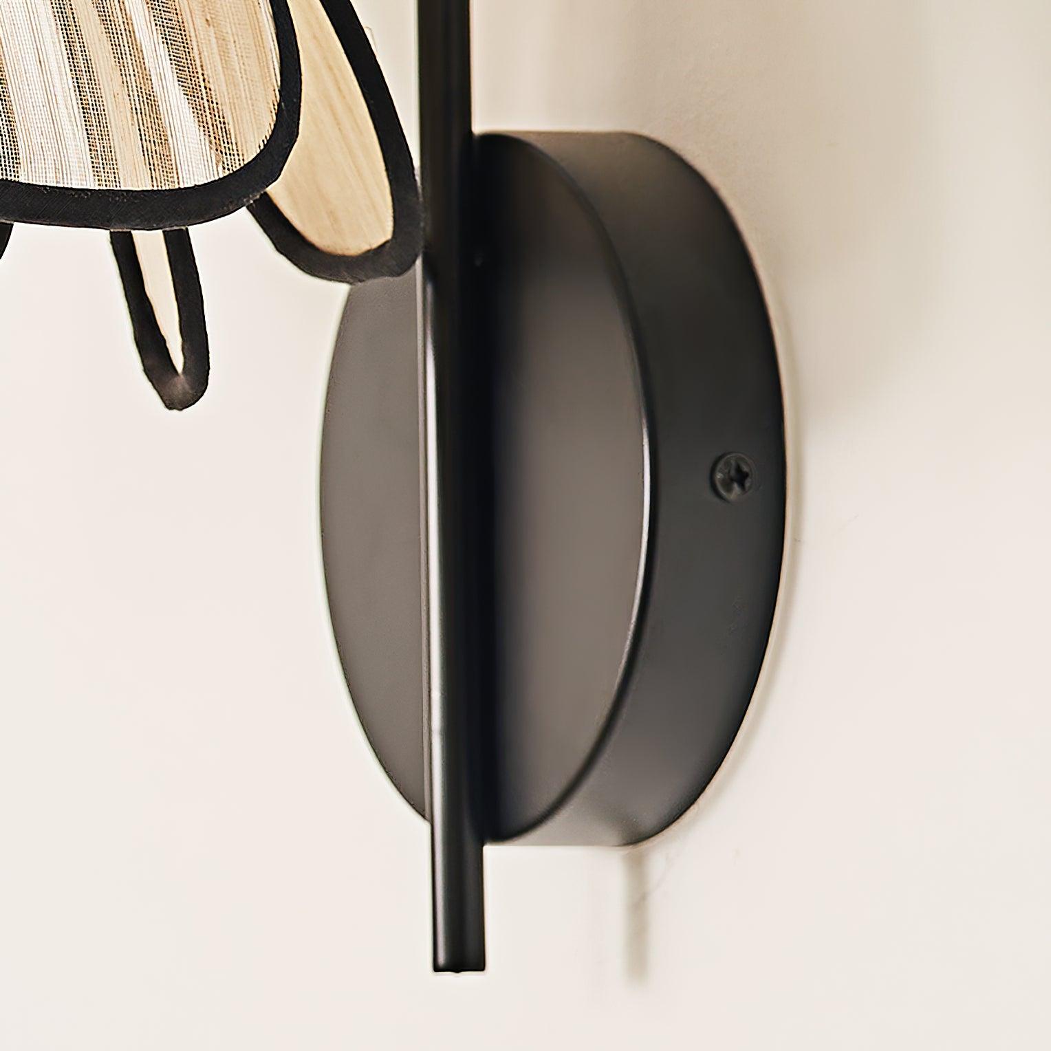 Modern Burnt Petal Wall Sconce Natural Fiber and Metal Indoor Accent Light