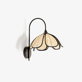 Modern Burnt Petal Wall Sconce Natural Fiber and Metal Indoor Accent Light