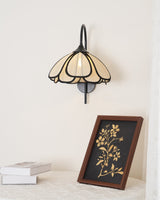 Modern Burnt Petal Wall Sconce Natural Fiber and Metal Indoor Accent Light