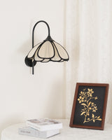 Modern Burnt Petal Wall Sconce Natural Fiber and Metal Indoor Accent Light