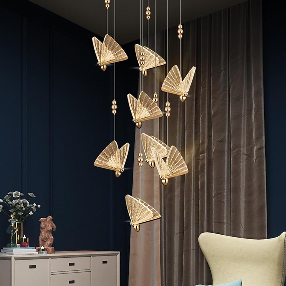 Modern Butterfly Acrylic LED Pendant Light for Coastal Style Bedroom and Living Room