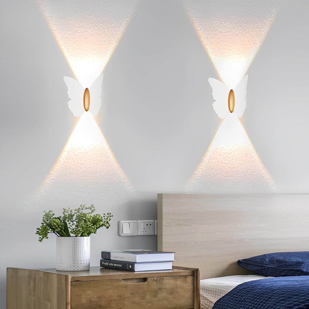 Modern Butterfly LED Outdoor Wall Light Waterproof Up and Down Sconce for Garden Patio and Exterior Walls